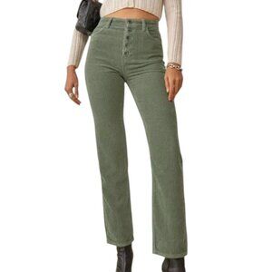 Reformation Jeans Cynthia Button Fly High Rise Straight Corduroy Pants